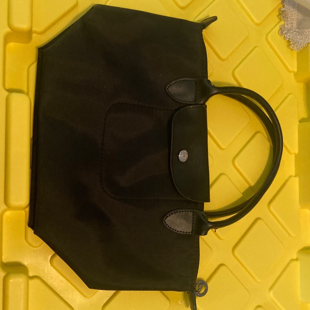 Longchamp Black Tote Bag with Leather Trim